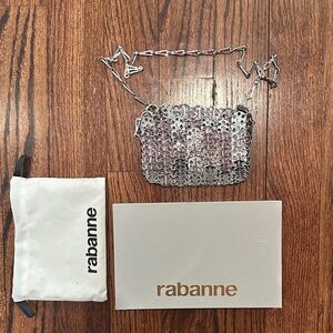 NIB Rabanne 1969 Nano chain bag silver